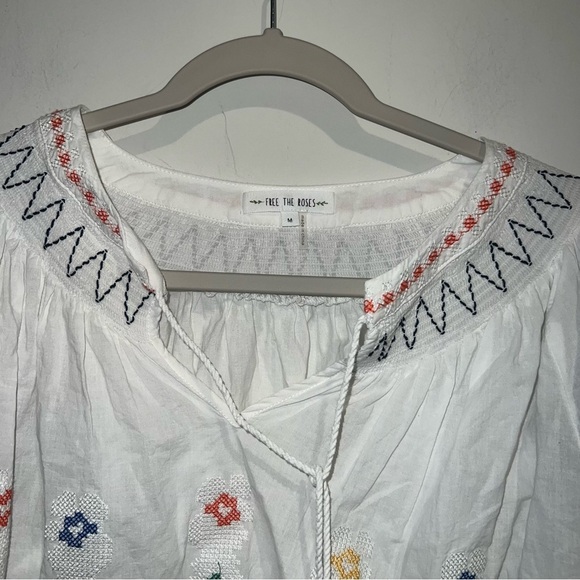 Free the Roses White Multicolored Embroidered Long Sleeve Blouse - Picture 5 of 8